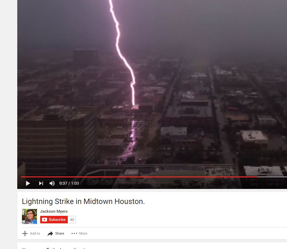 Big lightning strike captured on video in Houston's Midtown